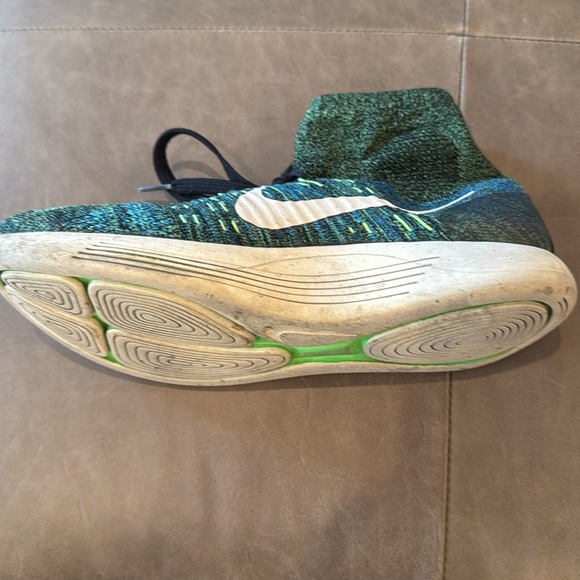 Nike Lunarepic Flyknit Rio Blue Poison Green Volt High Top Sneakers Size 9.5 - Picture 11 of 16
